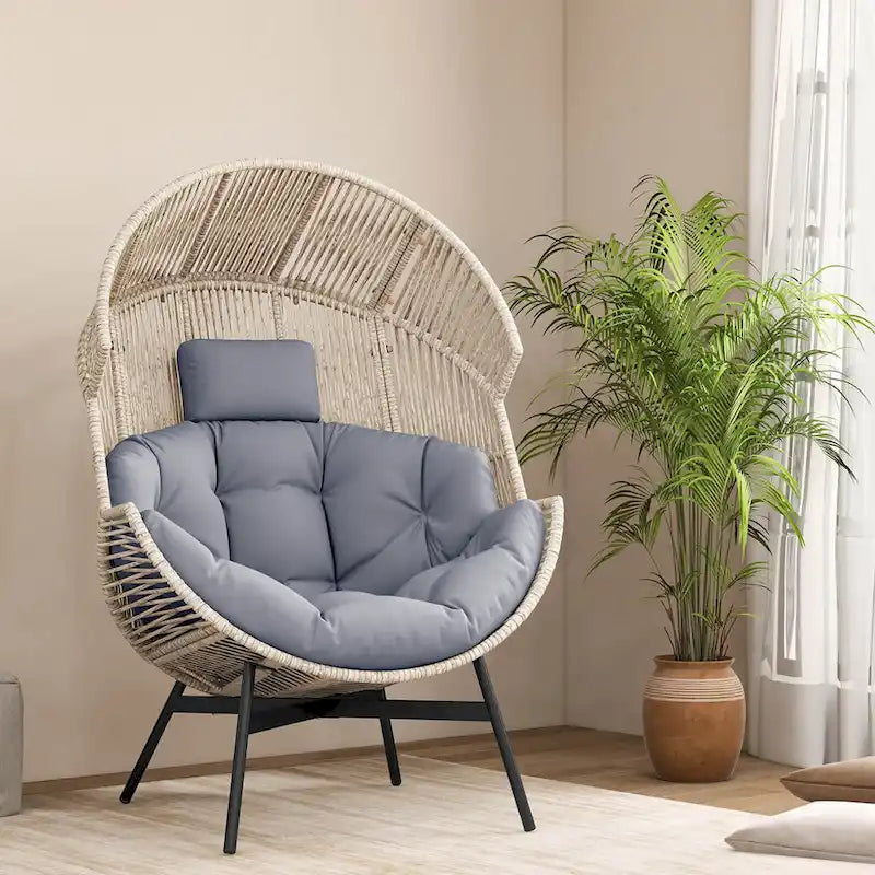 Fauteuil œuf surdimensionné Costway avec coussins et appui-tête ultra-robuste - Voir détails