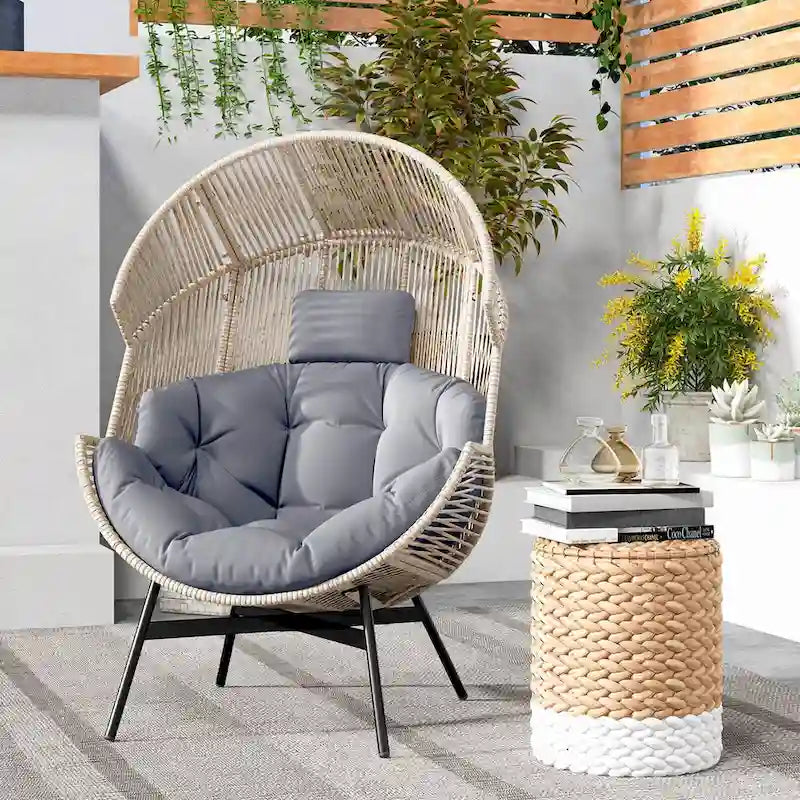 Fauteuil œuf surdimensionné Costway avec coussins et appui-tête ultra-robuste - Voir détails