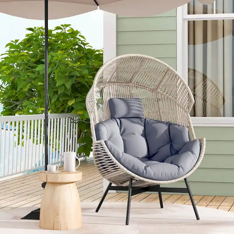 Fauteuil œuf surdimensionné Costway avec coussins et appui-tête ultra-robuste - Voir détails