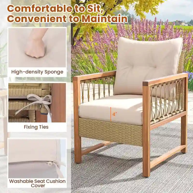 Costway Ensemble mobilier de patio 3 pièces en rotin PE tressé pour l'extérieur - Voir détails