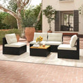 Gymax Ensemble de conversation 5 pièces en rotin pour patio, mobilier d'extérieur avec
