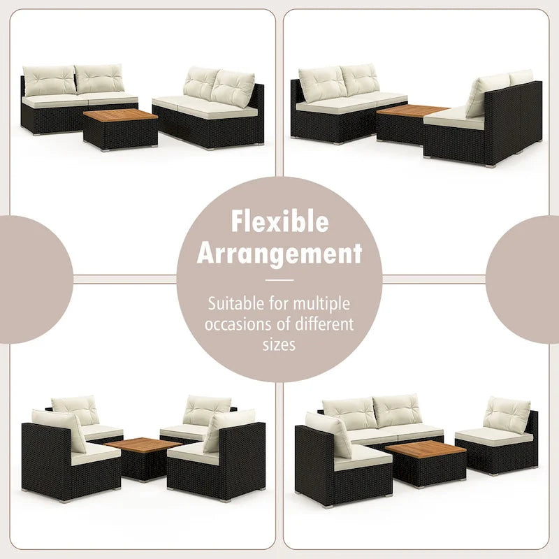 Gymax Ensemble de conversation 5 pièces en rotin pour patio, mobilier d'extérieur avec