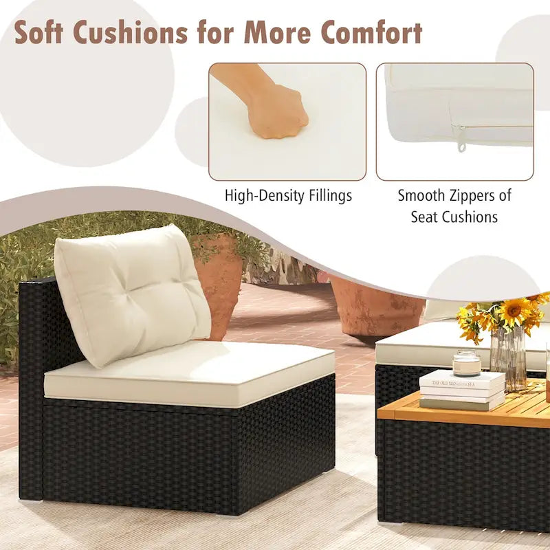 Gymax Ensemble de conversation 5 pièces en rotin pour patio, mobilier d'extérieur avec