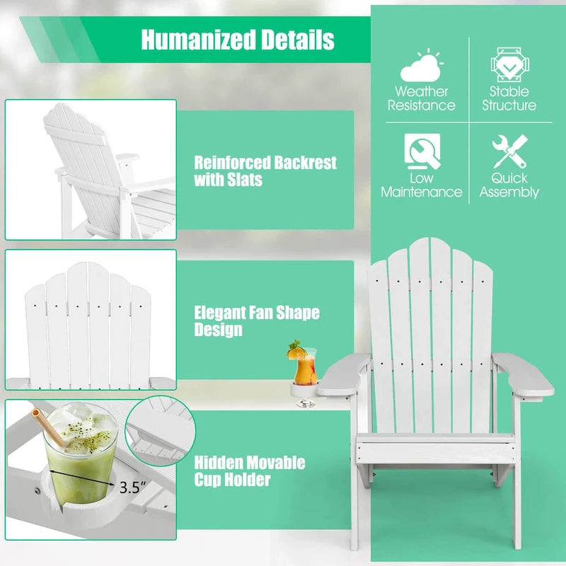 Chaise Adirondack Costway Fauteuil Adirondack HIPS avec porte-gobelet & - Voir les détails