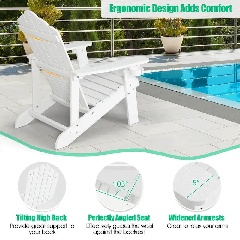 Chaise Adirondack Costway Fauteuil Adirondack HIPS avec porte-gobelet & - Voir les détails