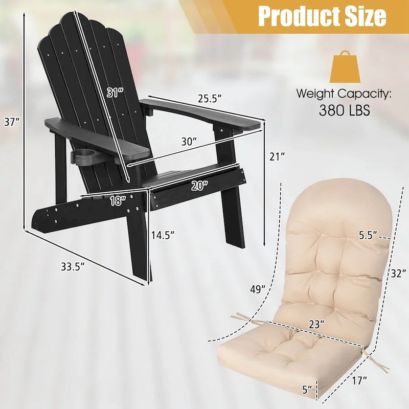 Chaise Adirondack Costway Fauteuil Adirondack HIPS avec porte-gobelet & - Voir les détails