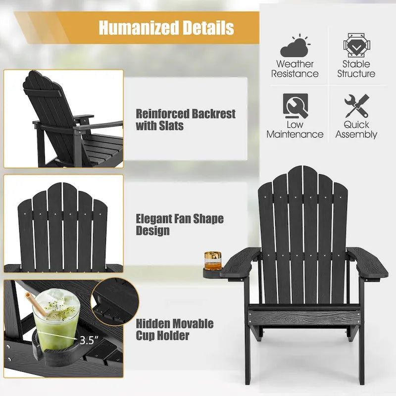 Chaise Adirondack Costway Fauteuil Adirondack HIPS avec porte-gobelet & - Voir les détails