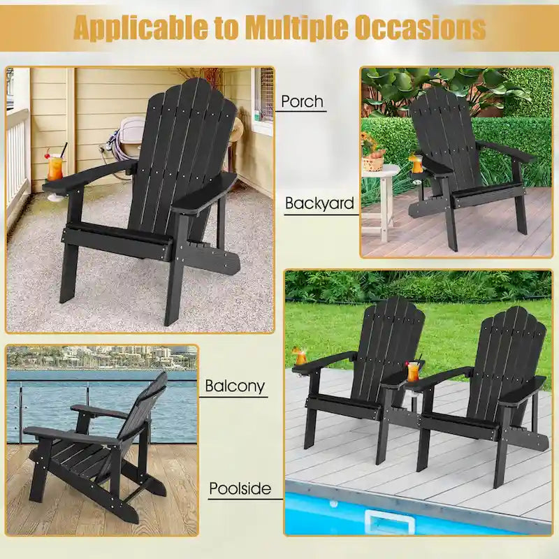 Chaise Adirondack Costway Fauteuil Adirondack HIPS avec porte-gobelet & - Voir les détails