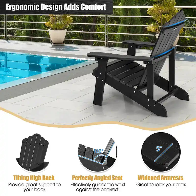 Chaise Adirondack Costway Fauteuil Adirondack HIPS avec porte-gobelet & - Voir les détails