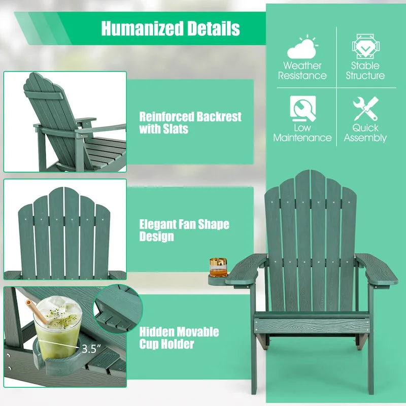 Chaise Adirondack Costway Fauteuil Adirondack HIPS avec porte-gobelet & - Voir les détails