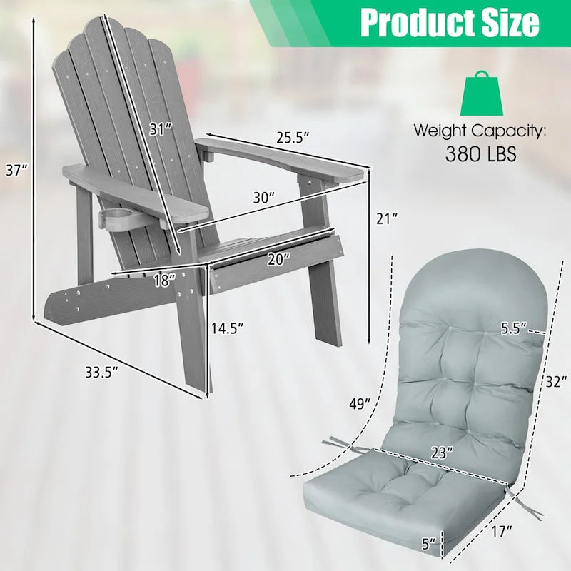 Chaise Adirondack Costway Fauteuil Adirondack HIPS avec porte-gobelet & - Voir les détails