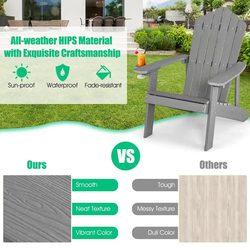 Chaise Adirondack Costway Fauteuil Adirondack HIPS avec porte-gobelet & - Voir les détails