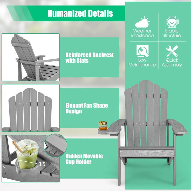 Chaise Adirondack Costway Fauteuil Adirondack HIPS avec porte-gobelet & - Voir les détails