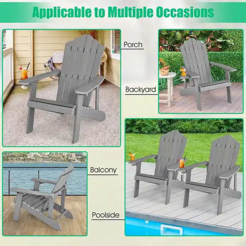 Chaise Adirondack Costway Fauteuil Adirondack HIPS avec porte-gobelet & - Voir les détails