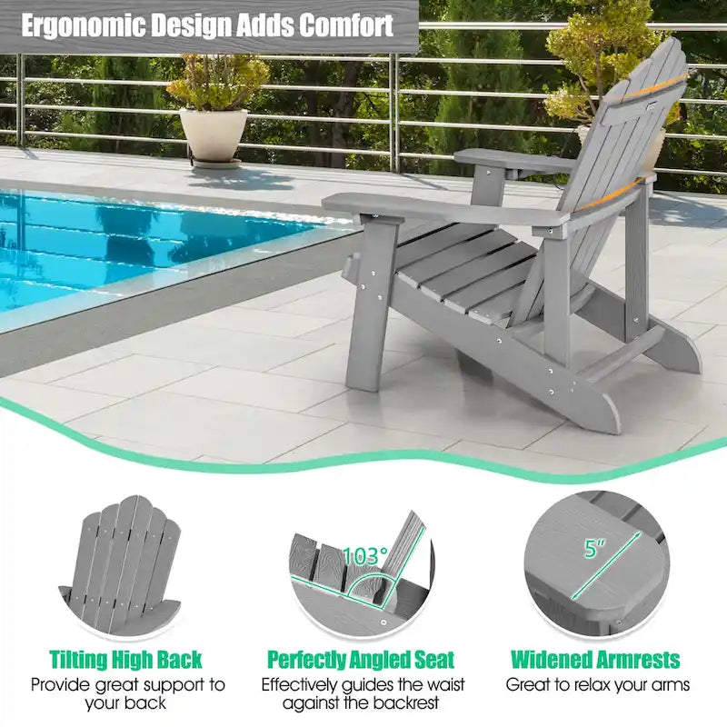 Chaise Adirondack Costway Fauteuil Adirondack HIPS avec porte-gobelet & - Voir les détails
