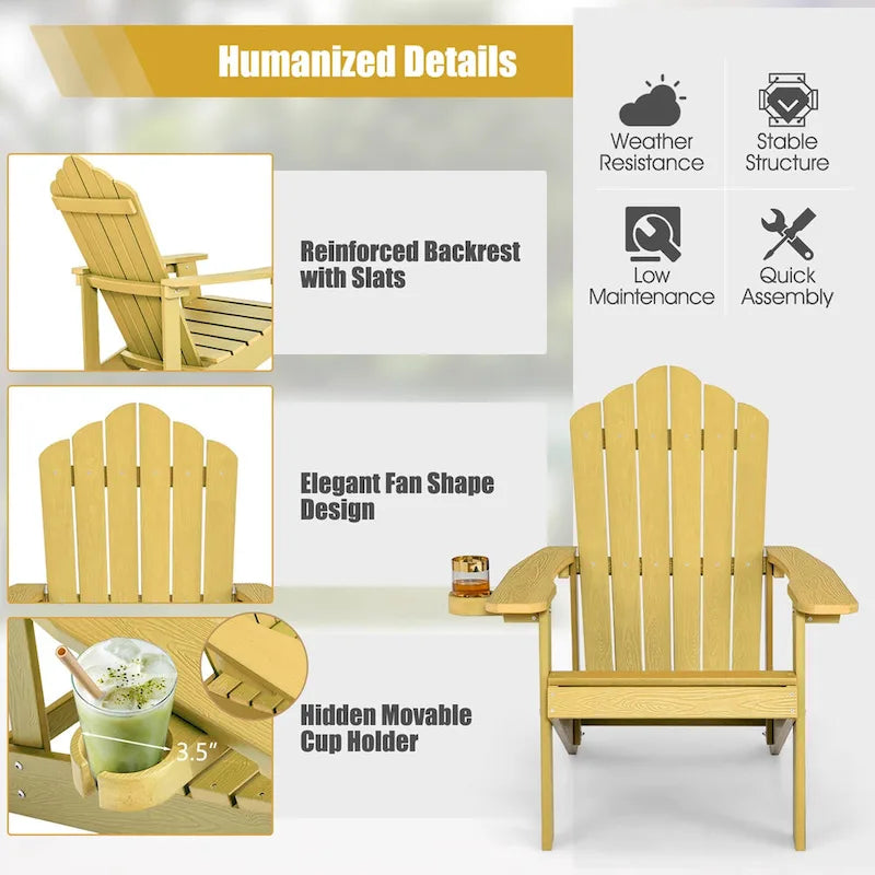 Chaise Adirondack Costway Fauteuil Adirondack HIPS avec porte-gobelet & - Voir les détails