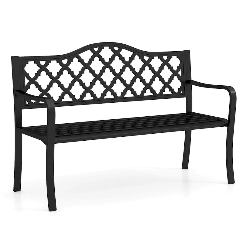 Banc de patio Costway 50,5, banc de jardin en métal à lattes pour 2-3 personnes - Voir détails