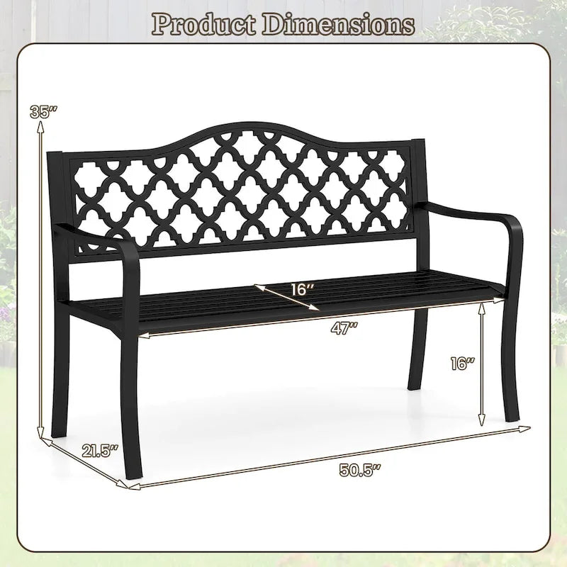 Banc de patio Costway 50,5, banc de jardin en métal à lattes pour 2-3 personnes - Voir détails