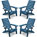 Lot de 4 chaises Adirondack pliantes WINSOON en HIPS avec dossier incurvé et porte-gobelet