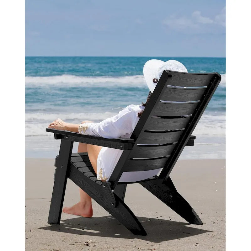Lot de 4 chaises Adirondack pliantes WINSOON en HIPS avec dossier incurvé et porte-gobelet