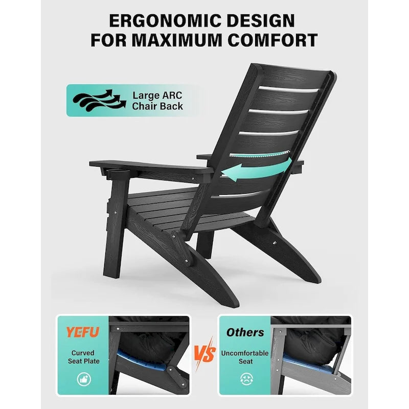 Lot de 4 chaises Adirondack pliantes WINSOON en HIPS avec dossier incurvé et porte-gobelet