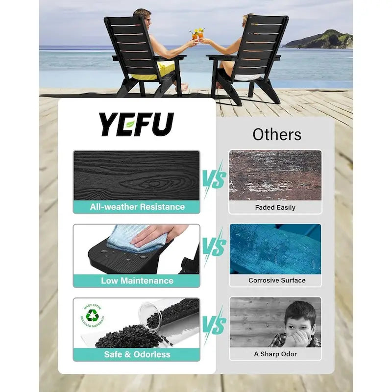 Lot de 4 chaises Adirondack pliantes WINSOON en HIPS avec dossier incurvé et porte-gobelet