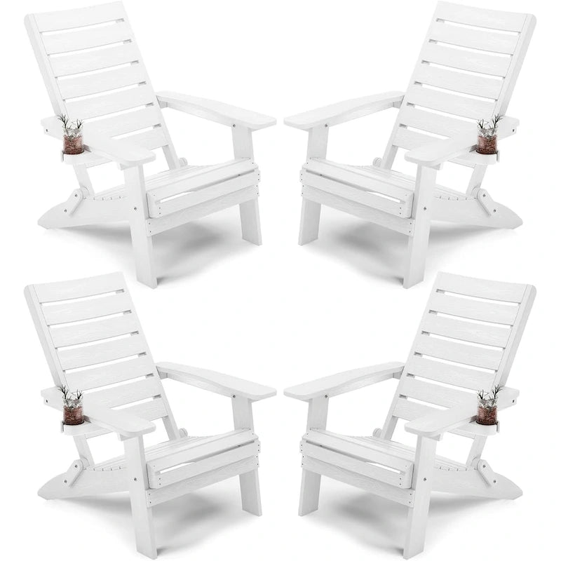 Lot de 4 chaises Adirondack pliantes WINSOON en HIPS avec dossier incurvé et porte-gobelet