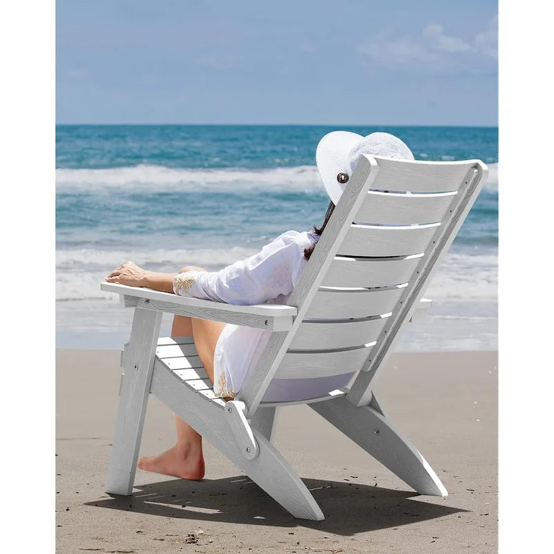 Lot de 4 chaises Adirondack pliantes WINSOON en HIPS avec dossier incurvé et porte-gobelet
