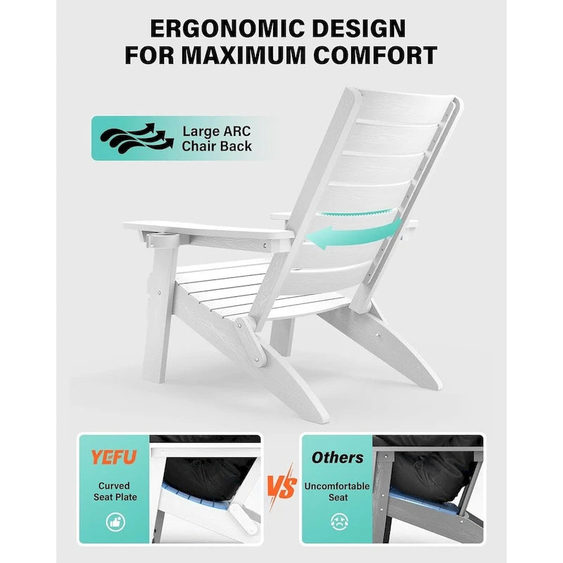 Lot de 4 chaises Adirondack pliantes WINSOON en HIPS avec dossier incurvé et porte-gobelet