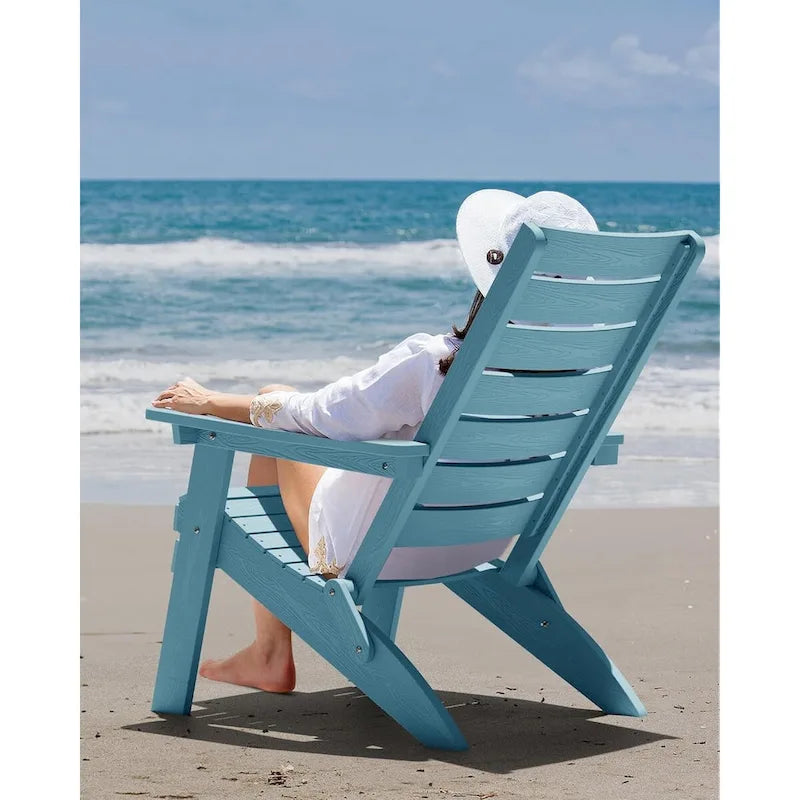 Lot de 4 chaises Adirondack pliantes WINSOON en HIPS avec dossier incurvé et porte-gobelet