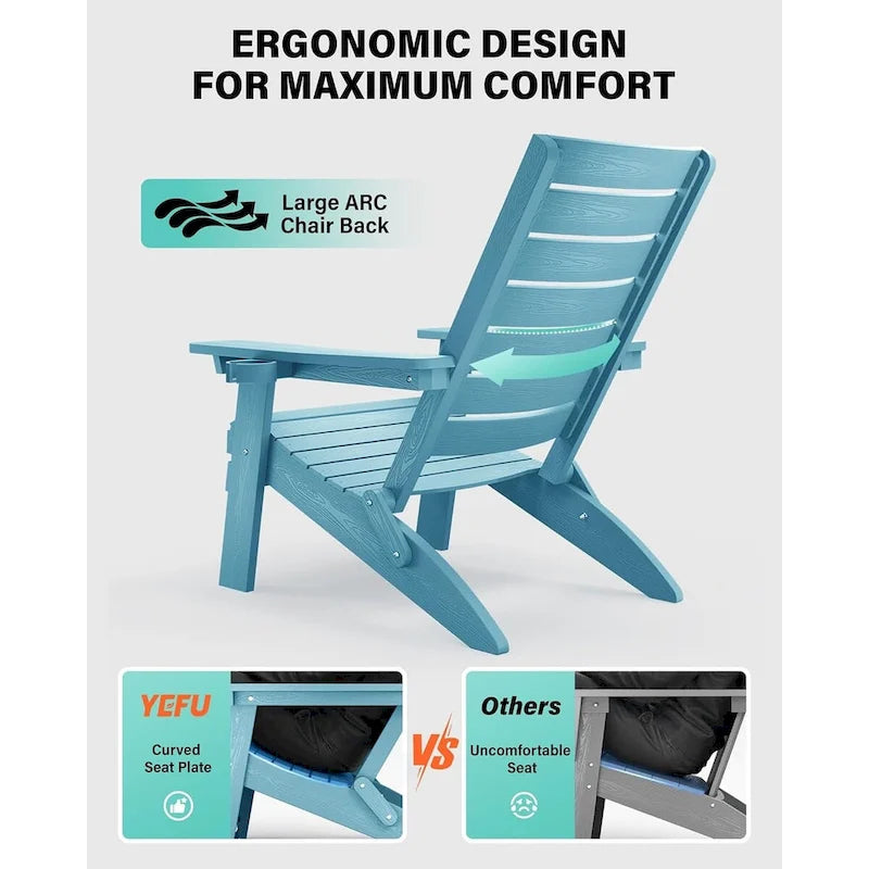 Lot de 4 chaises Adirondack pliantes WINSOON en HIPS avec dossier incurvé et porte-gobelet