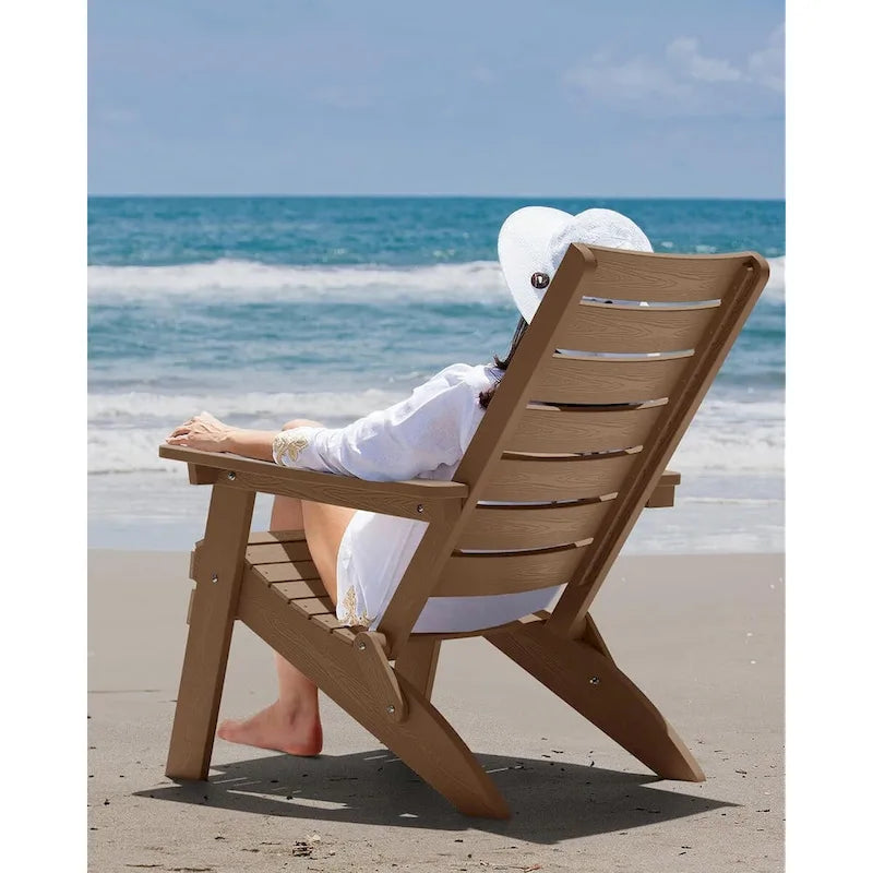 Lot de 4 chaises Adirondack pliantes WINSOON en HIPS avec dossier incurvé et porte-gobelet