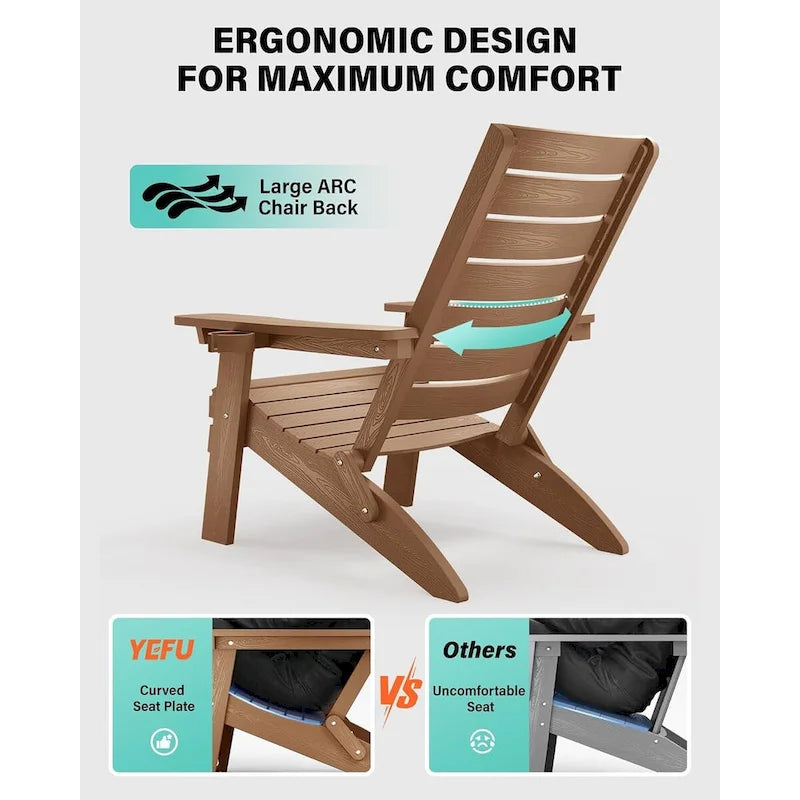 Lot de 4 chaises Adirondack pliantes WINSOON en HIPS avec dossier incurvé et porte-gobelet