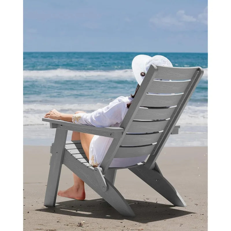 Lot de 4 chaises Adirondack pliantes WINSOON en HIPS avec dossier incurvé et porte-gobelet
