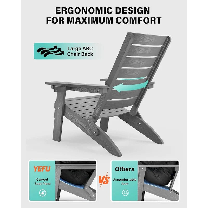 Lot de 4 chaises Adirondack pliantes WINSOON en HIPS avec dossier incurvé et porte-gobelet