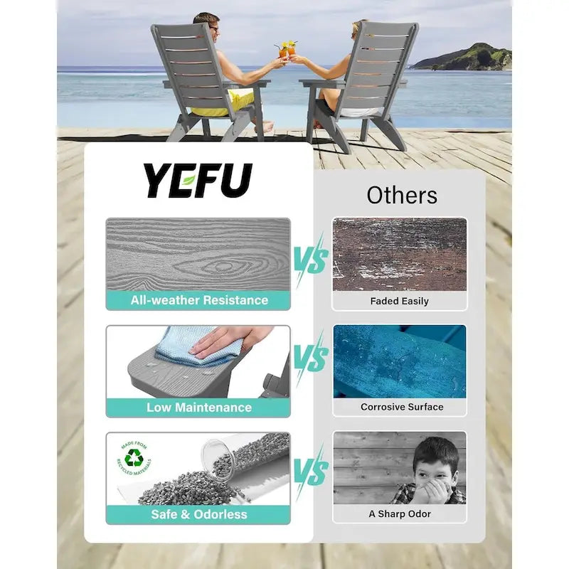 Lot de 4 chaises Adirondack pliantes WINSOON en HIPS avec dossier incurvé et porte-gobelet