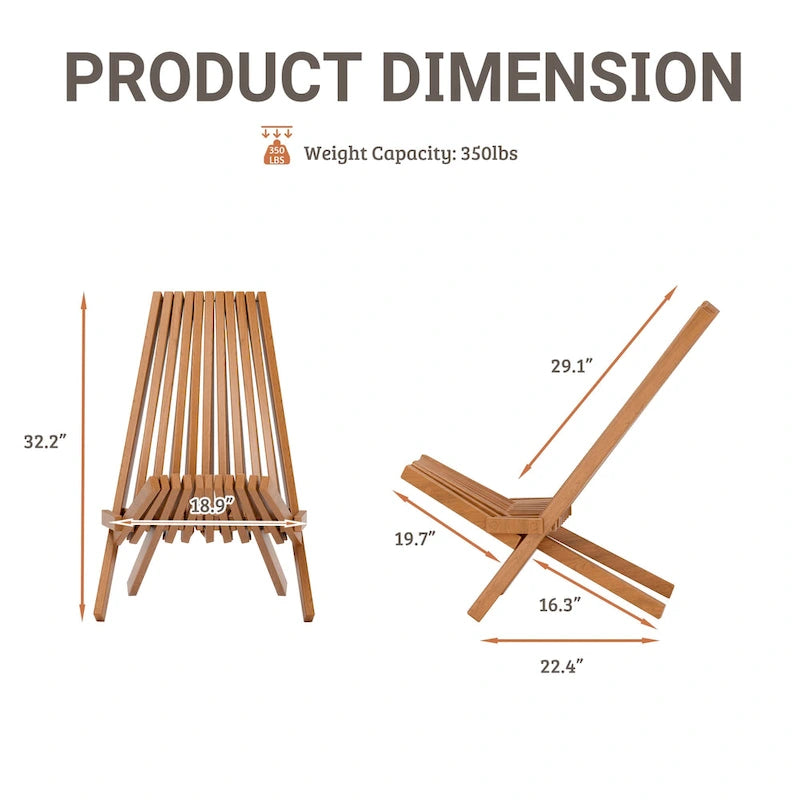 EROMMY Lot de 2 chaises pliantes en bois d'acacia – Chaises de terrasse standard et en corde pour jardin, camping, balcon