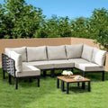 Mobilier de patio extérieur avec 6 coussins épais, ensemble de canapés en U, canapé modulaire sectionnel pour jardin