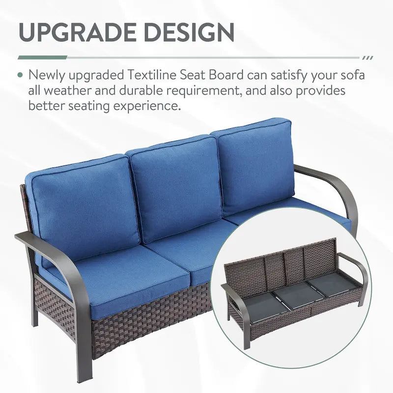 Canapé d'extérieur et fauteuil avec ensemble table brasero
