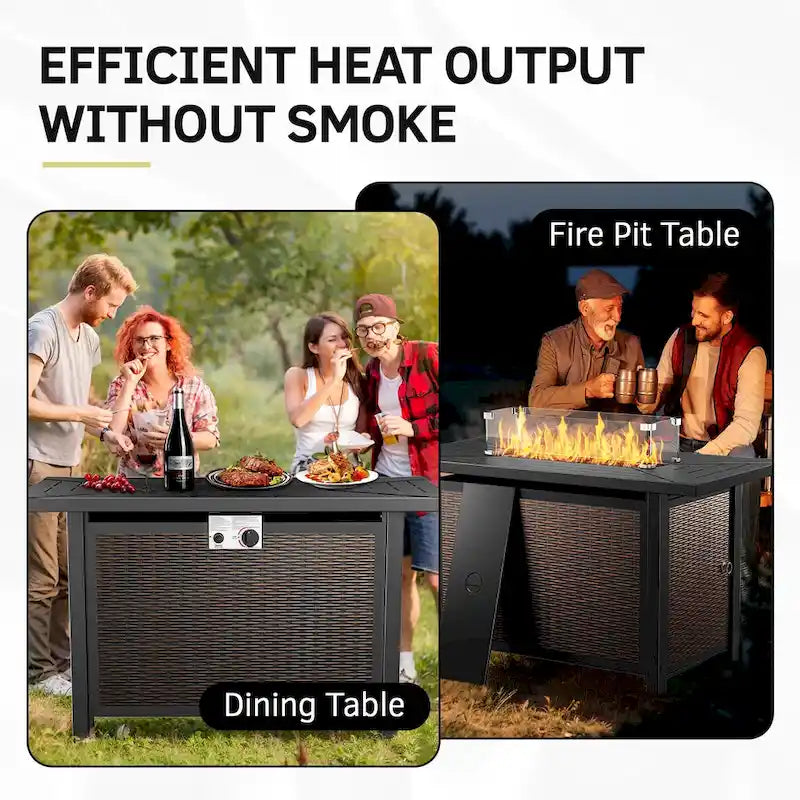 Canapé d'extérieur et fauteuil avec ensemble table brasero