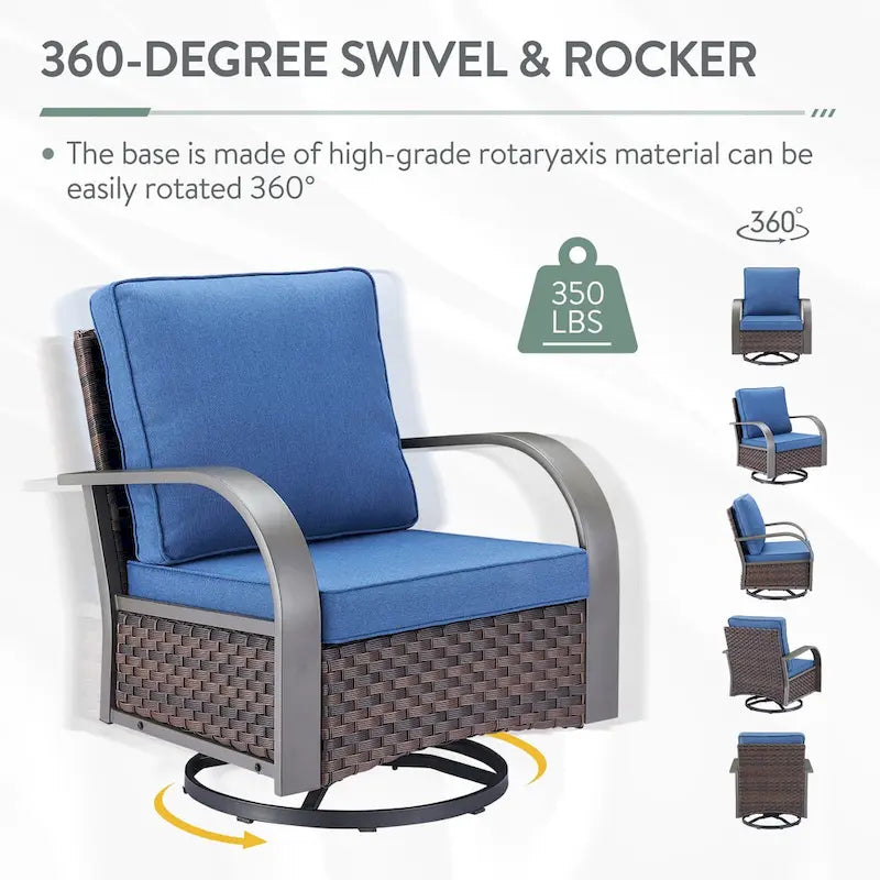 Canapé d'extérieur et fauteuil avec ensemble table brasero