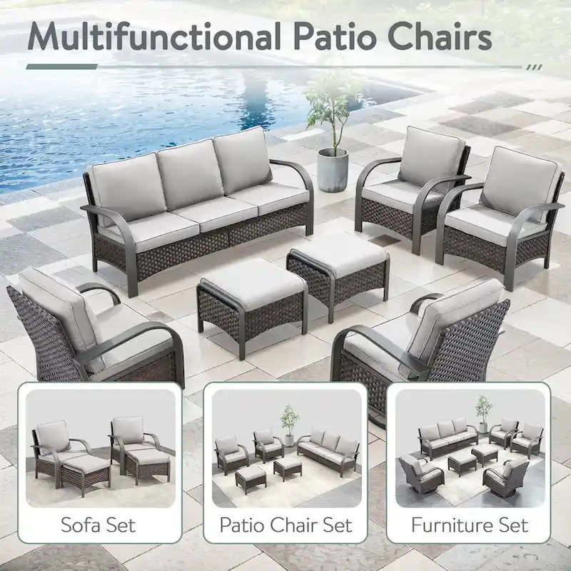 Canapé d'extérieur et fauteuil avec ensemble table brasero