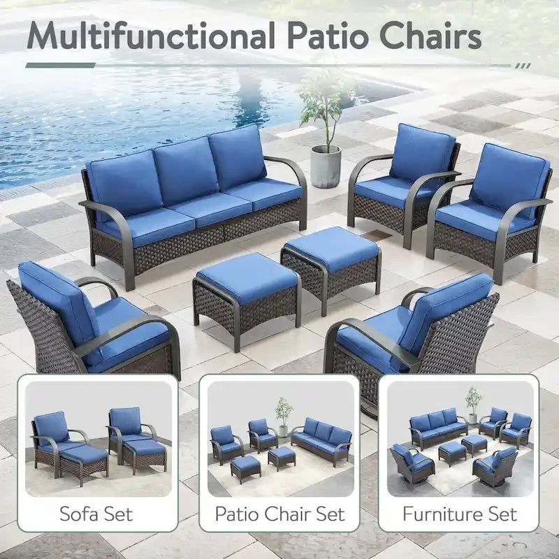 Canapé d'extérieur et fauteuil avec ensemble table brasero
