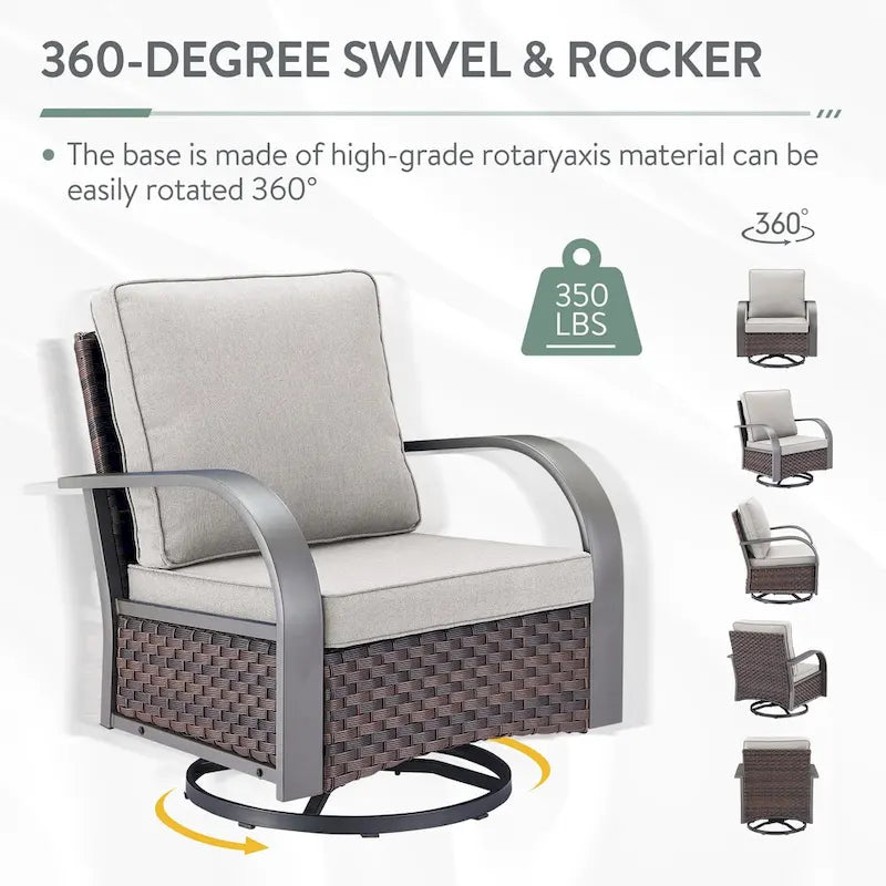 Canapé d'extérieur et fauteuil avec ensemble table brasero