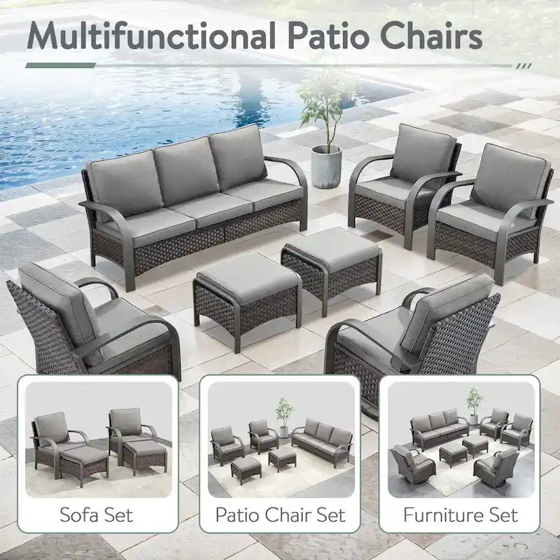 Canapé d'extérieur et fauteuil avec ensemble table brasero