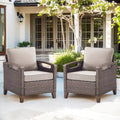Chaises de patio extérieures à dossier haut avec coussin beige