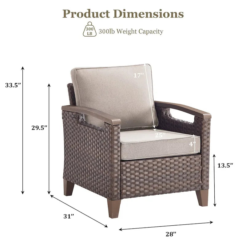 Chaises de patio extérieures à dossier haut avec coussin beige
