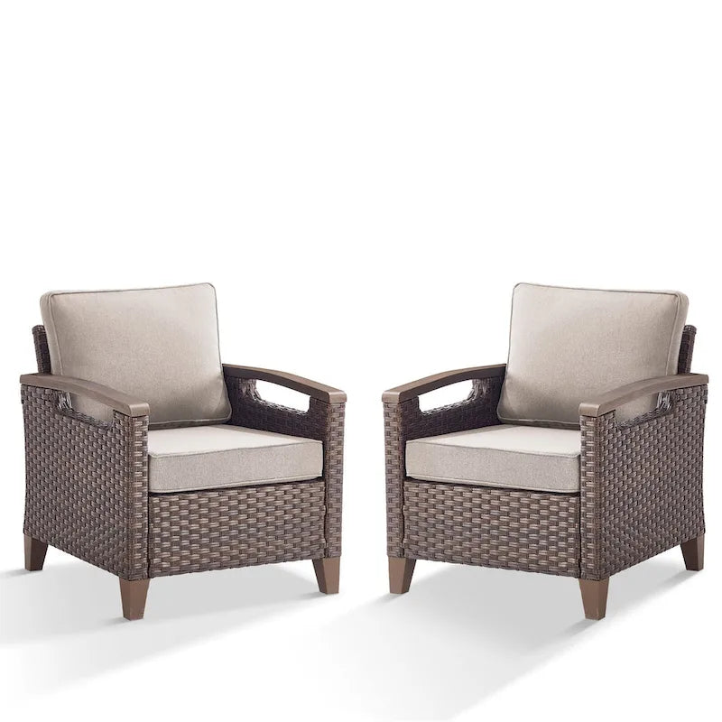 Chaises de patio extérieures à dossier haut avec coussin beige