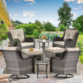 Ensemble de mobilier de jardin en osier 8 pièces avec fauteuil pivotant et pouf de patio