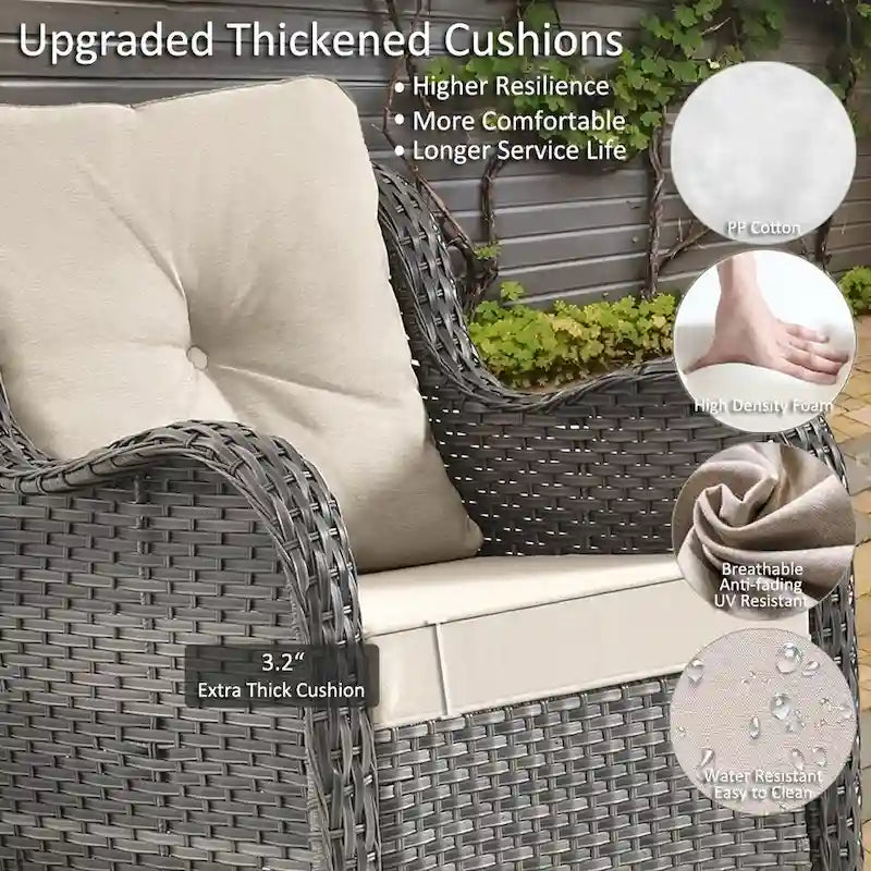 Ensemble de mobilier de jardin en osier 8 pièces avec fauteuil pivotant et pouf de patio